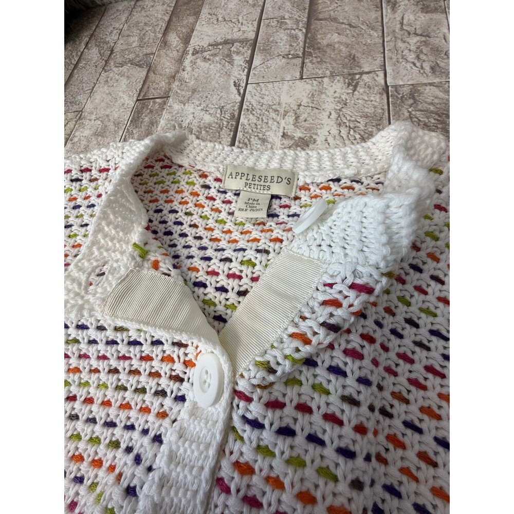 NEW VITANGE Appleseeds Women Sz PM Crochet Cardigan Sweater - Picture 4 of 15